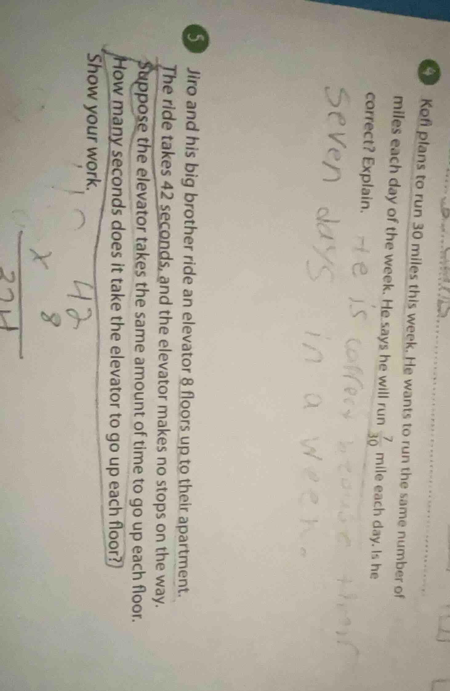 4. kofi plans to run 30 miles this week. he wants to run the same numbe…