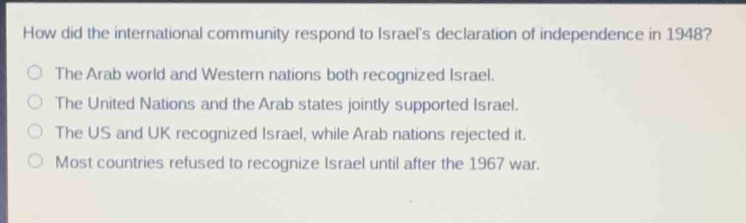 how did the international community respond to israels declaration of i…