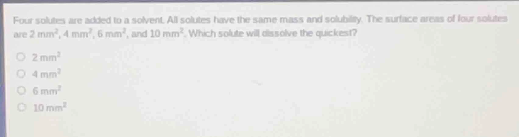 four solutes are added to a solvent. all solutes have the same mass and…