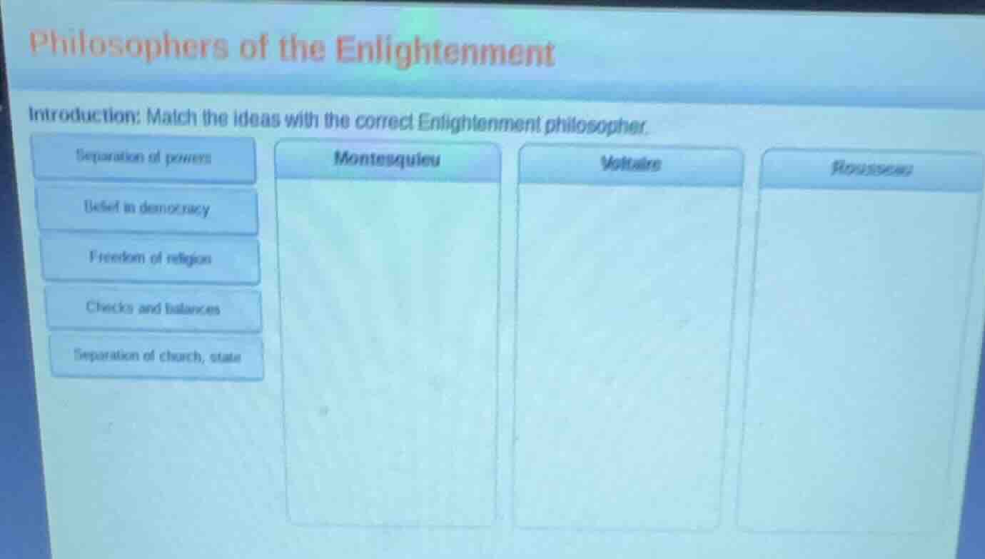philosophers of the enlightenment introduction: match the ideas with th…