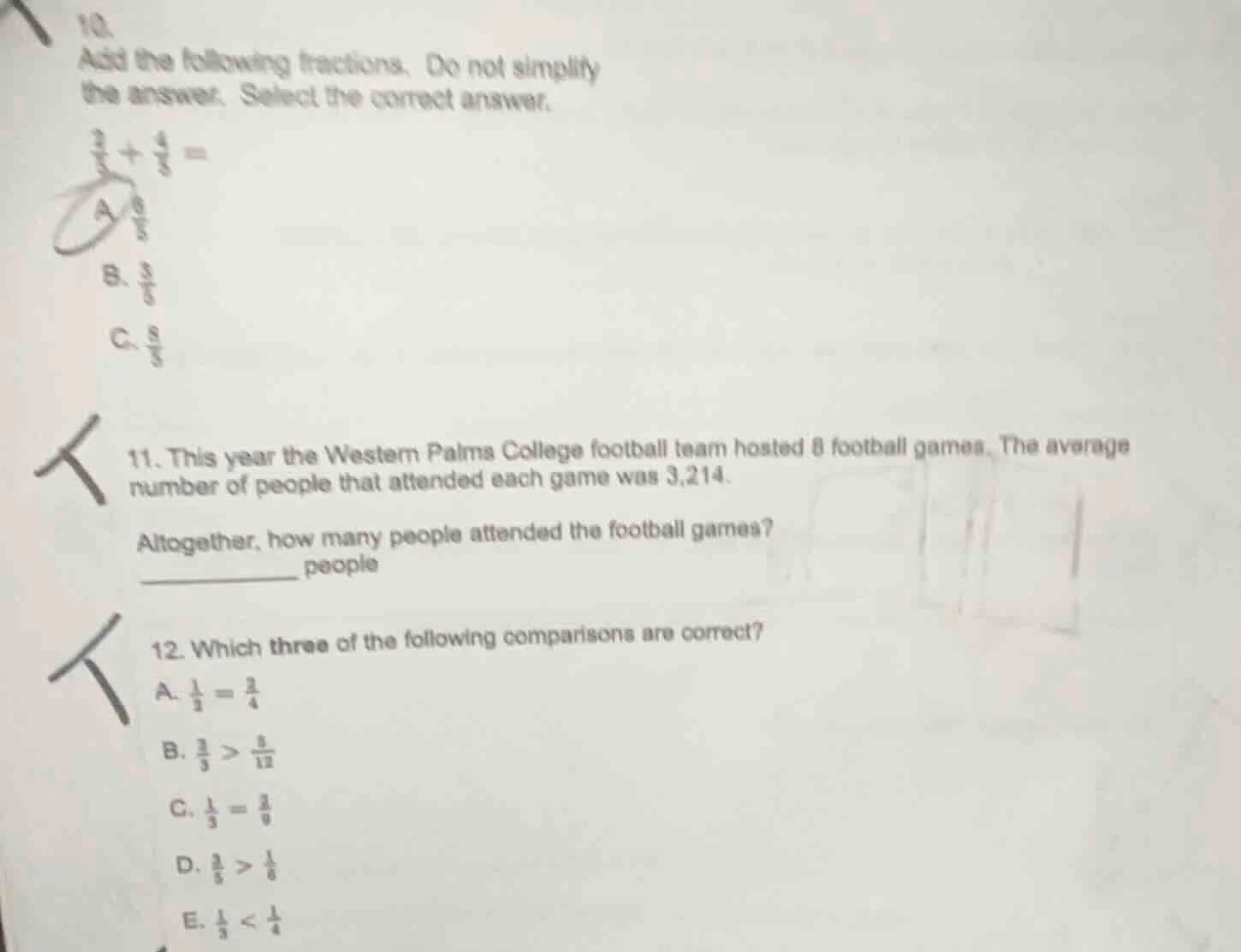 10. add the following fractions. do not simplify the answer. select the…