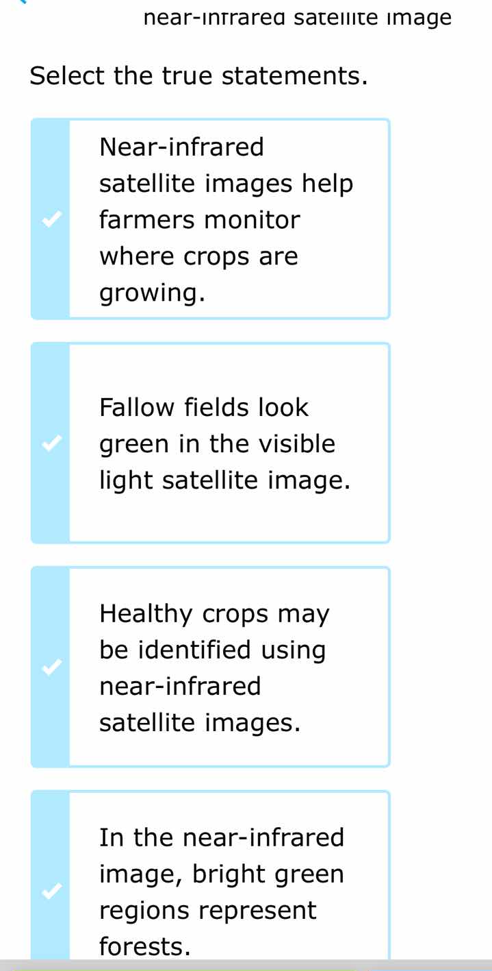near-infrared satellite image select the true statements. near-infrared…