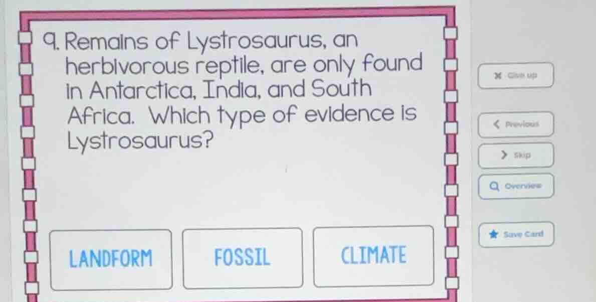 9. remains of lystrosaurus, an herbivorous reptile, are only found in a…