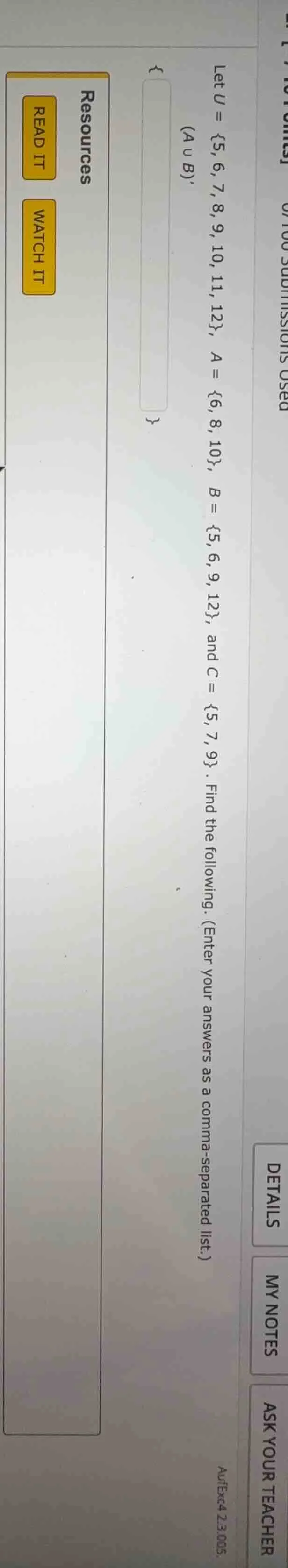 let $u = \\{5, 6, 7, 8, 9, 10, 11, 12\\}$, $a = \\{6, 8, 10\\}$, $b = \…