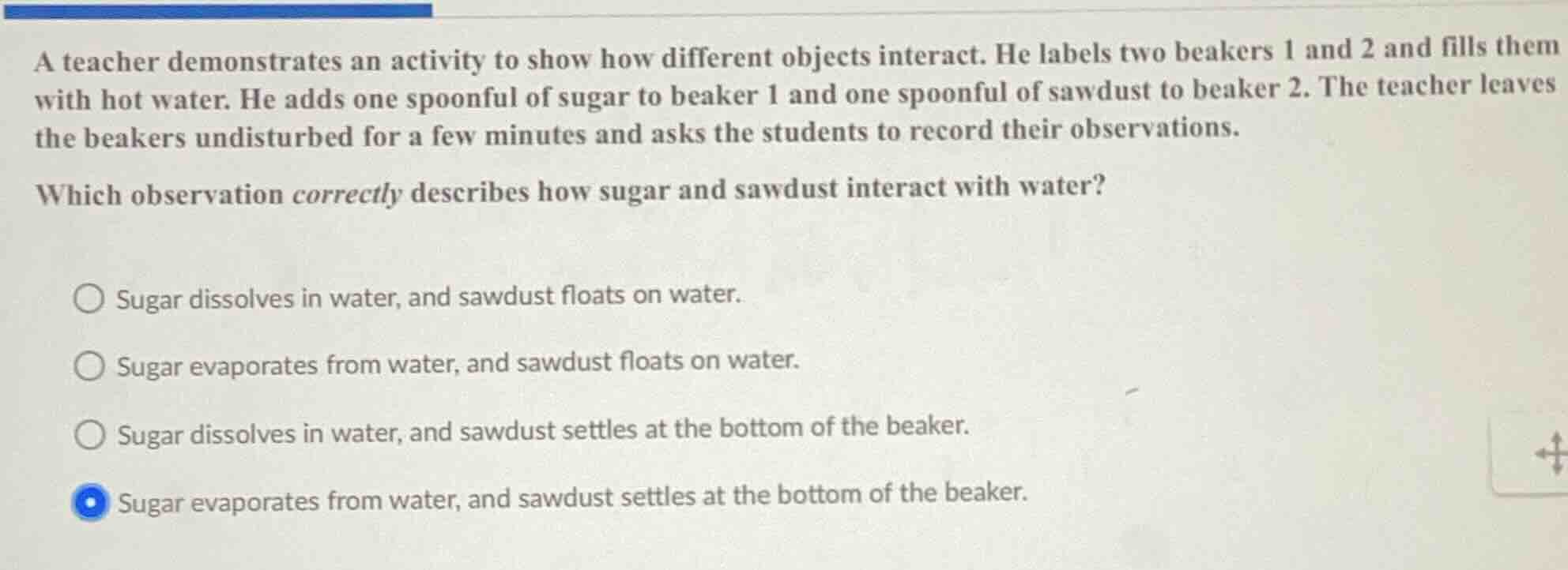 a teacher demonstrates an activity to show how different objects intera…