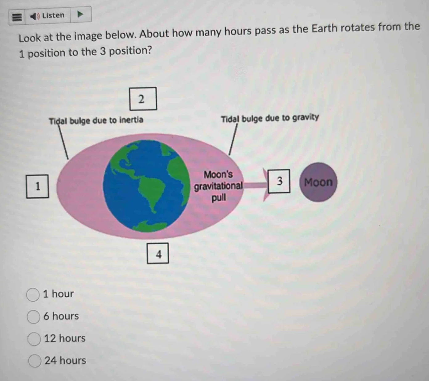 listen look at the image below. about how many hours pass as the earth …