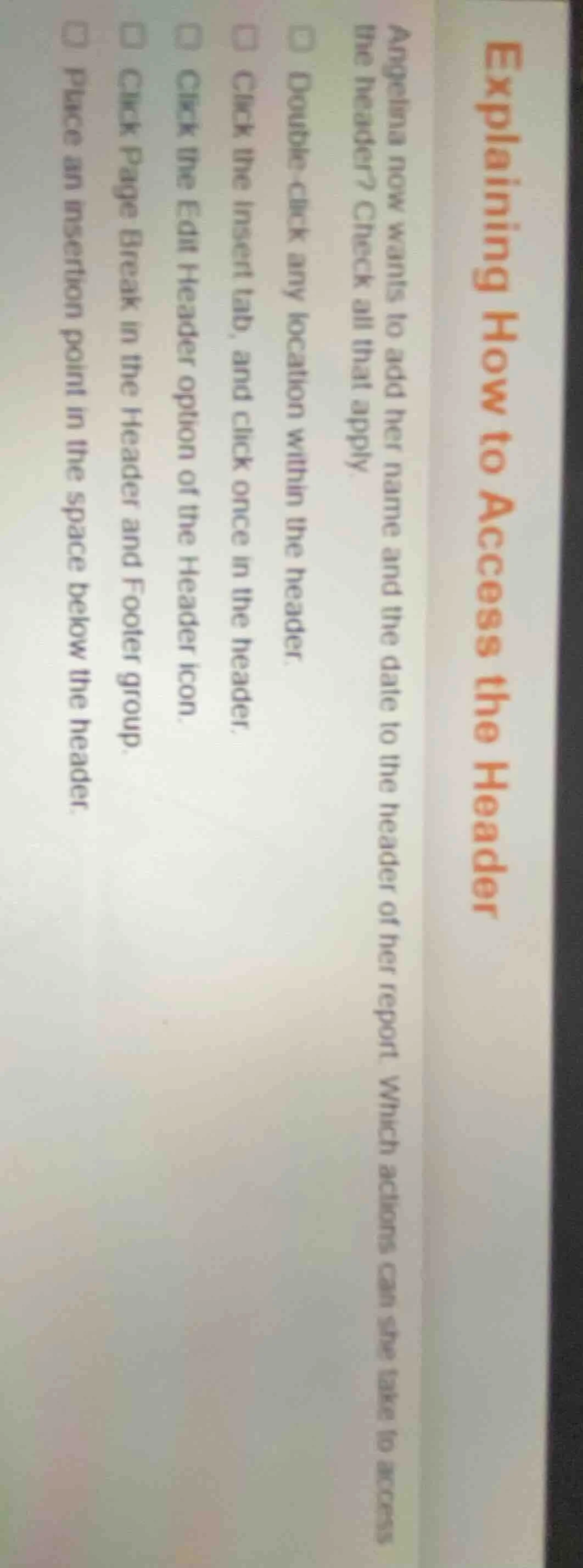 explaining how to access the header angelina now wants to add her name …