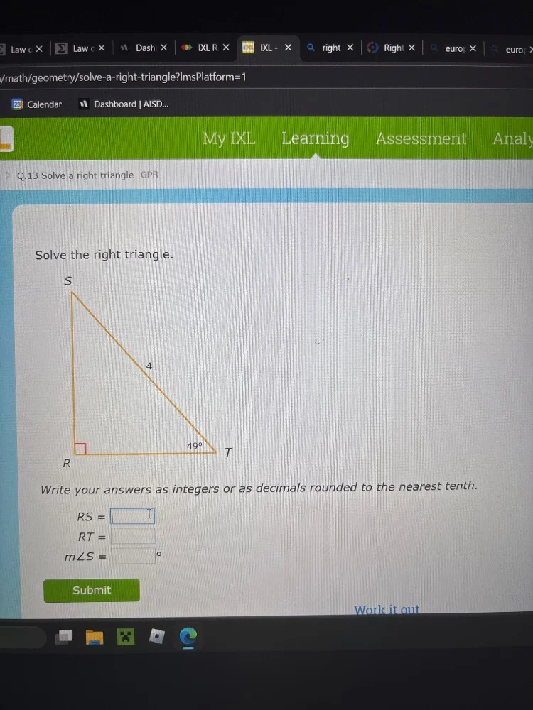 q.13 solve a right triangle gpr solve the right triangle. write your an…