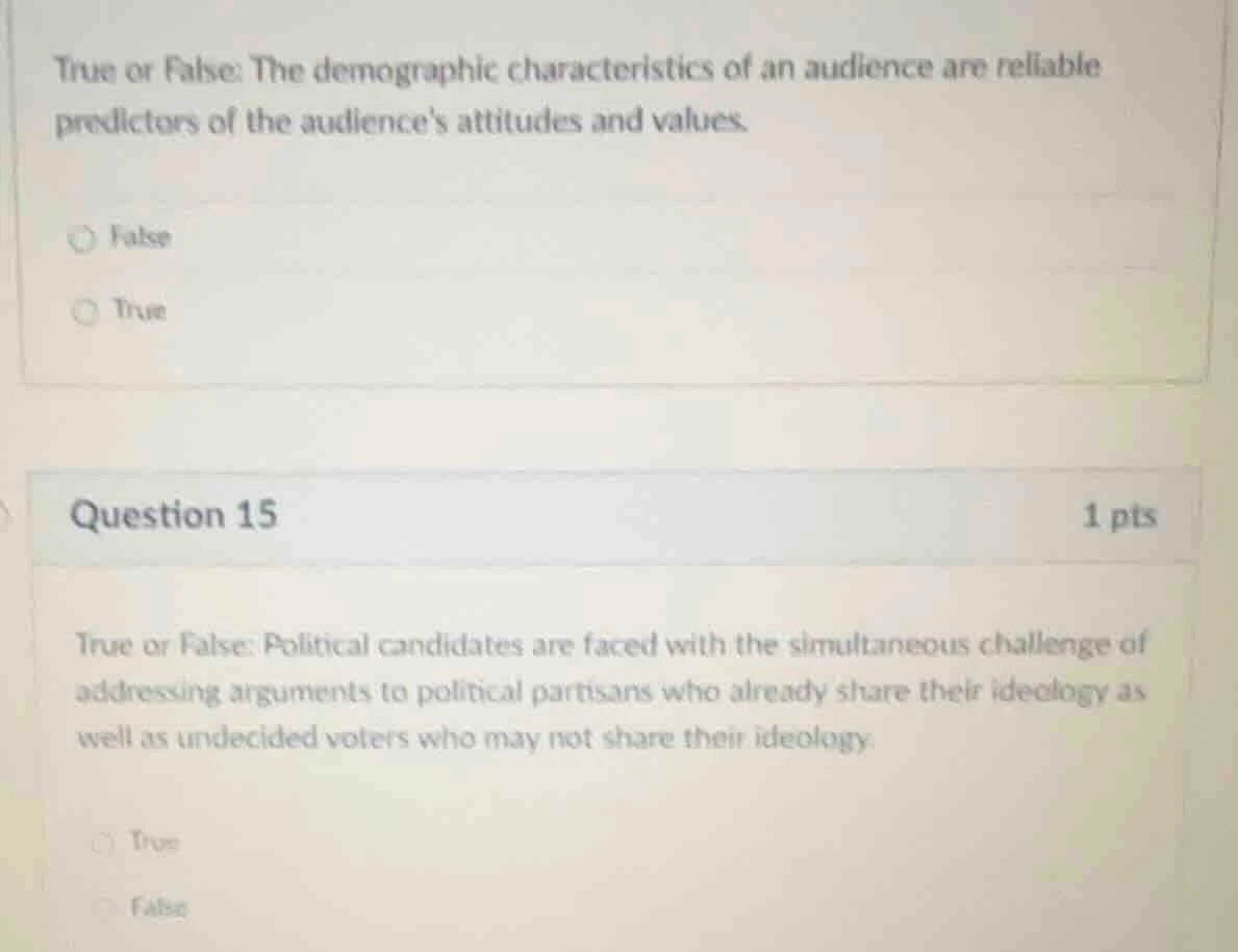 true or false: the demographic characteristics of an audience are relia…