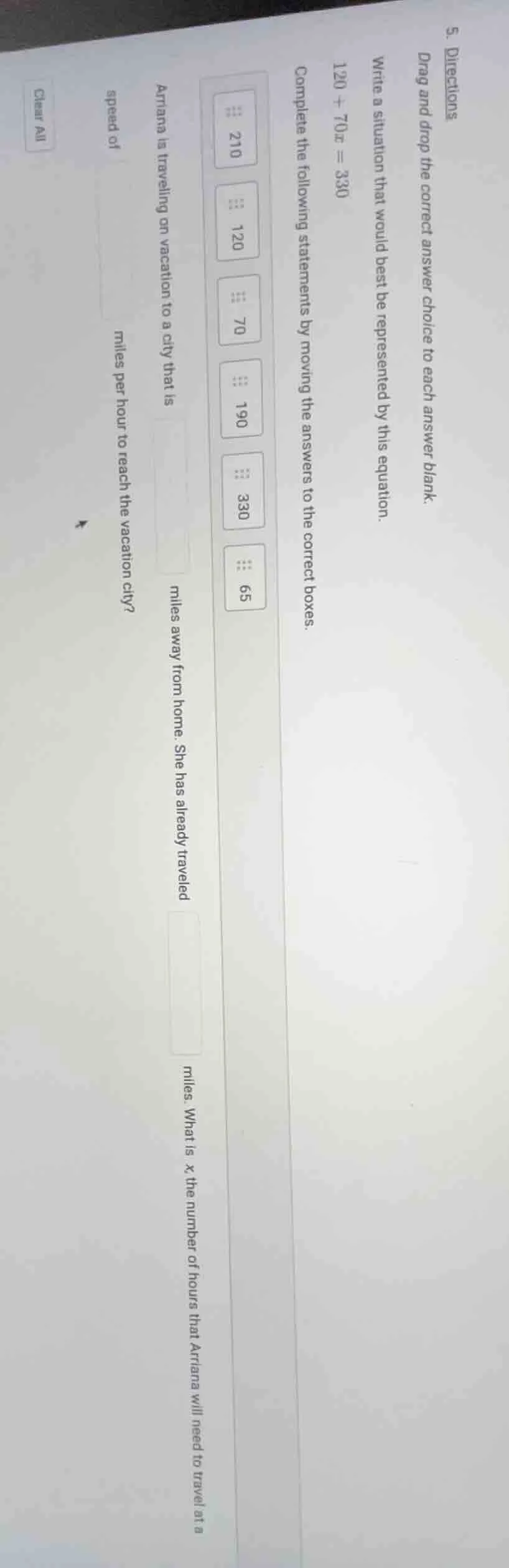 5. directions drag and drop the correct answer choice to each answer bl…