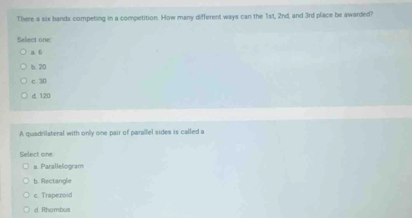 there are six bands competing in a competition. how many different ways…