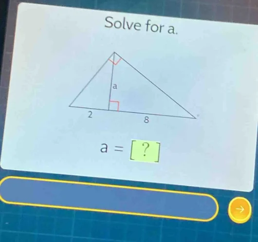 solve for a. a = ?