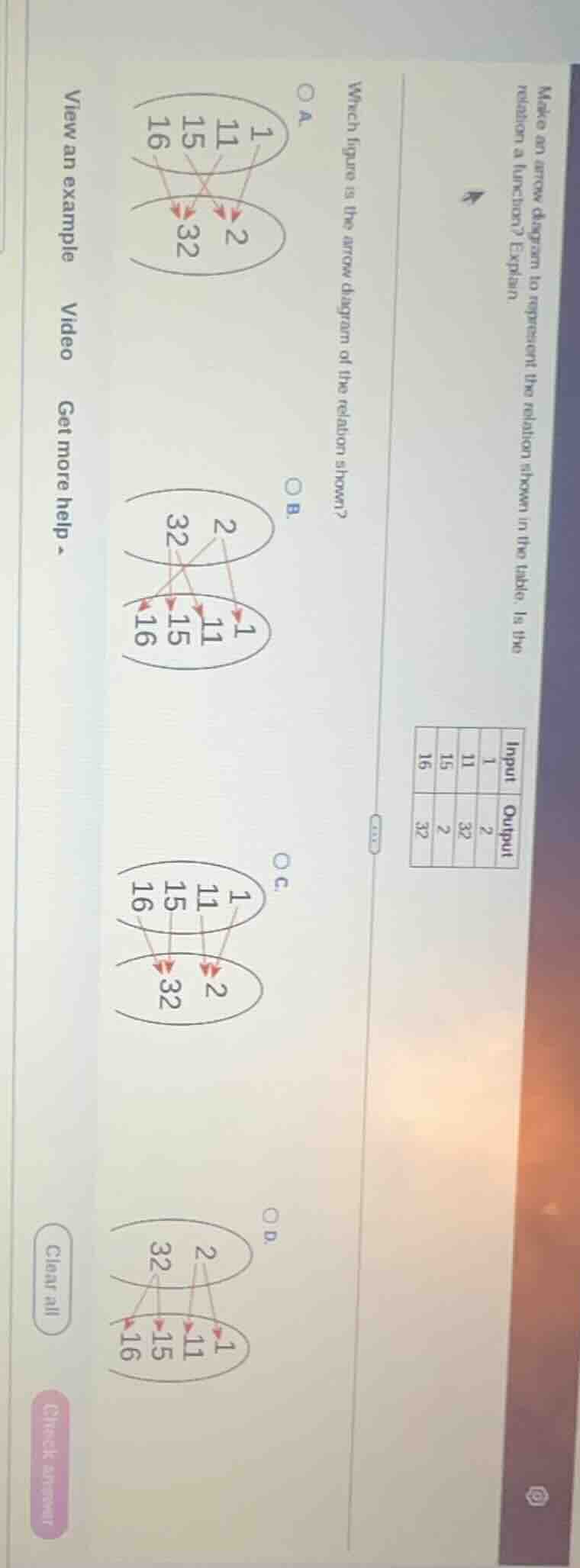 make an arrow diagram to represent the relation shown in the table. is …