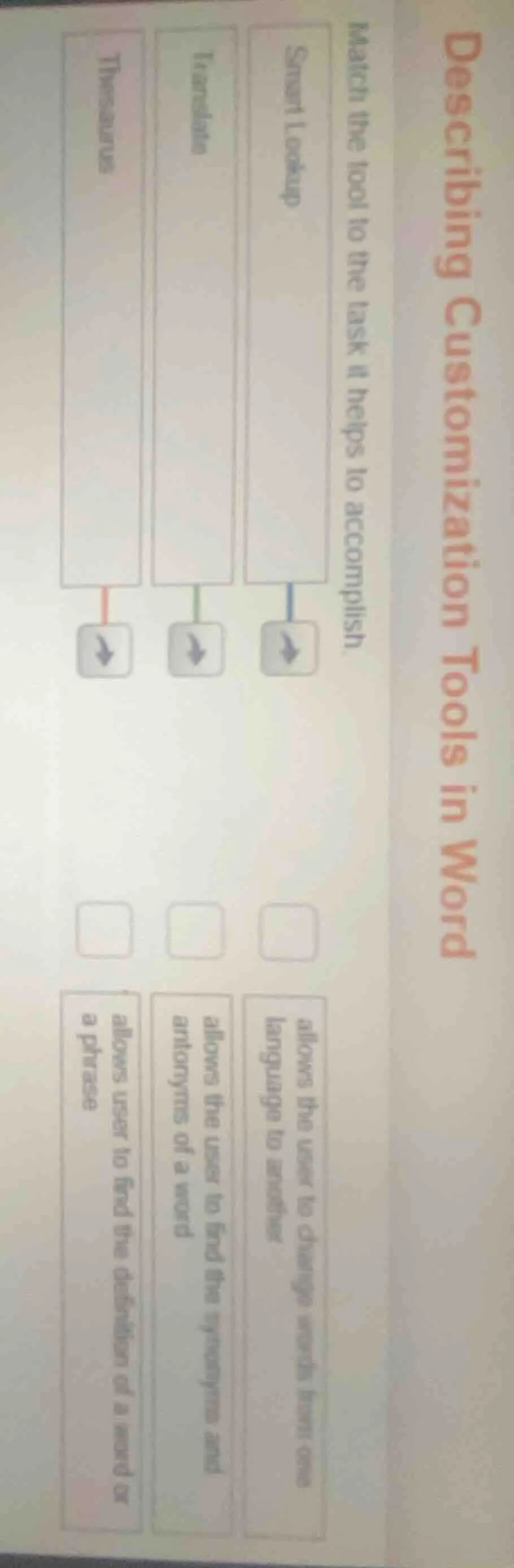 describing customization tools in word match the tool to the task it he…