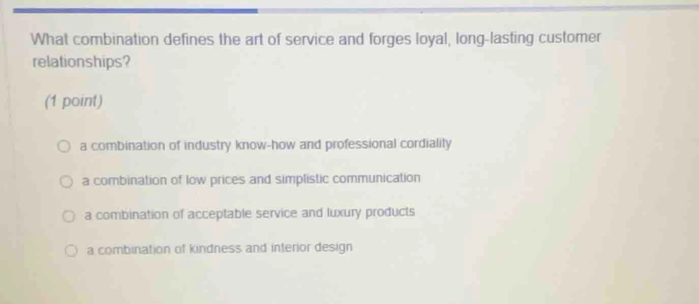 what combination defines the art of service and forges loyal, long-last…