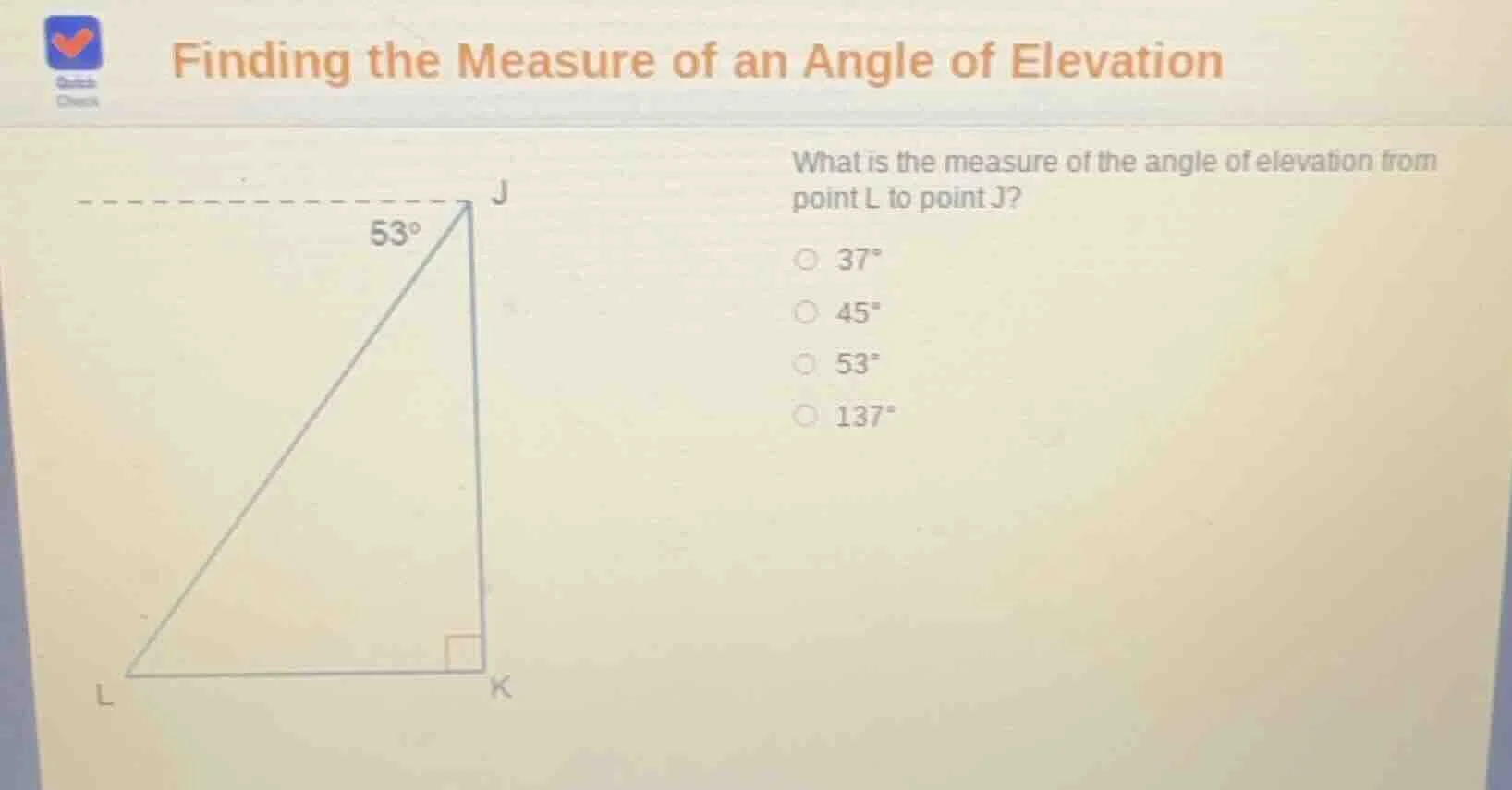 finding the measure of an angle of elevation what is the measure of the…