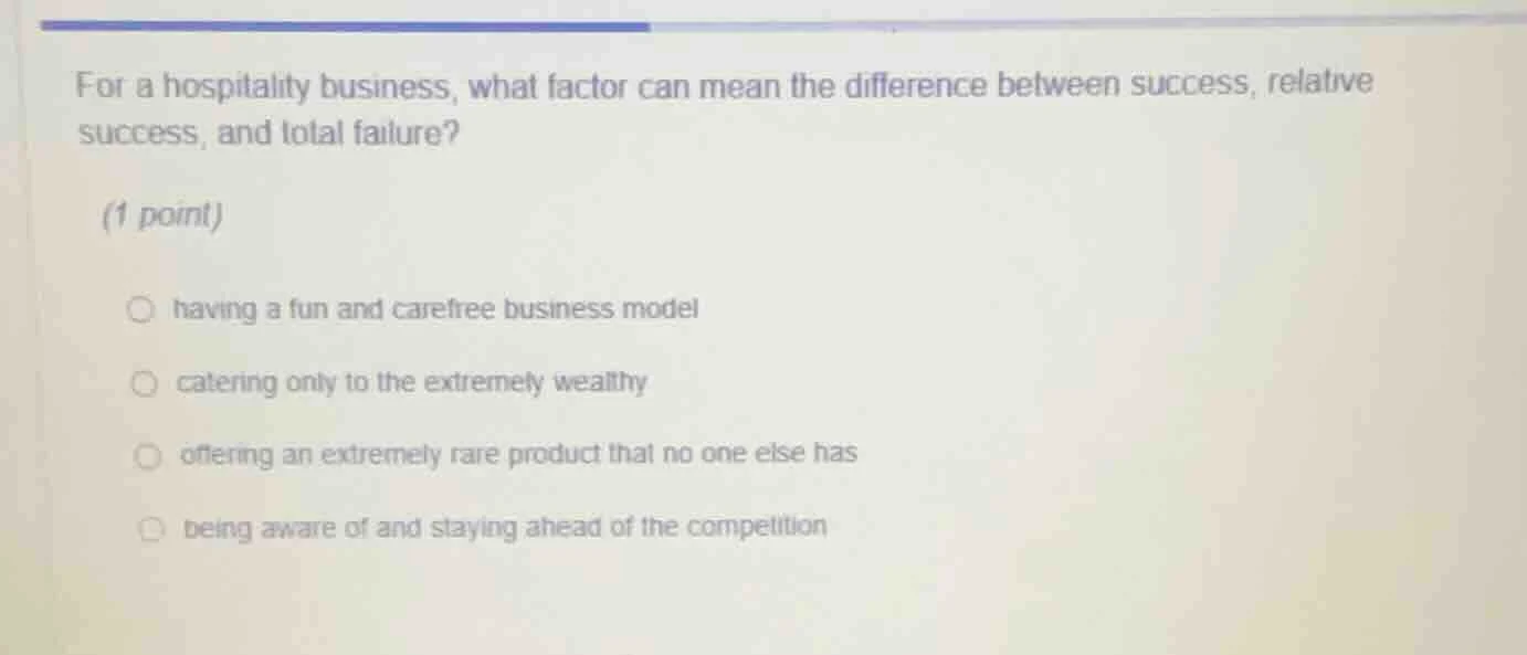 for a hospitality business, what factor can mean the difference between…