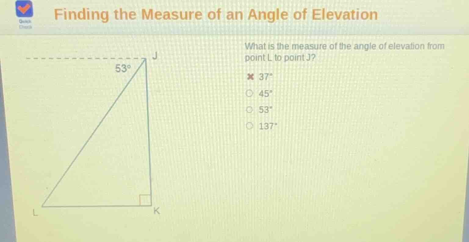 finding the measure of an angle of elevation what is the measure of the…