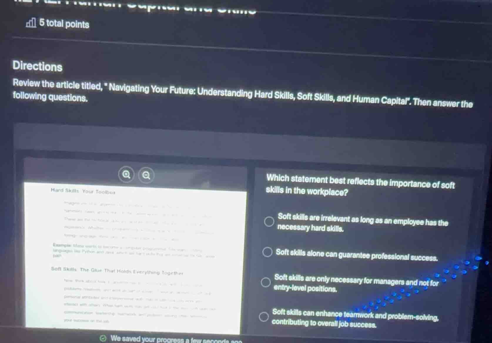 5 total points directions review the article titled, avigating your fut…