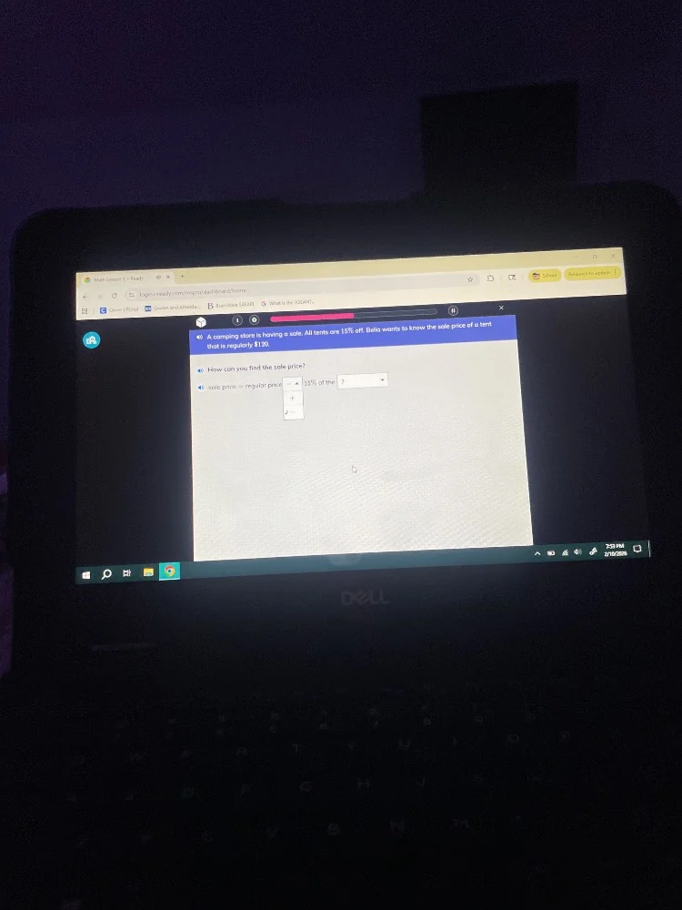 a camping store is having a sale. all tents are 15% off. bella wants to…