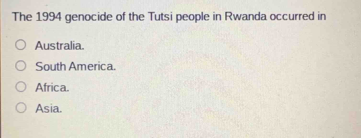 the 1994 genocide of the tutsi people in rwanda occurred in australia. …