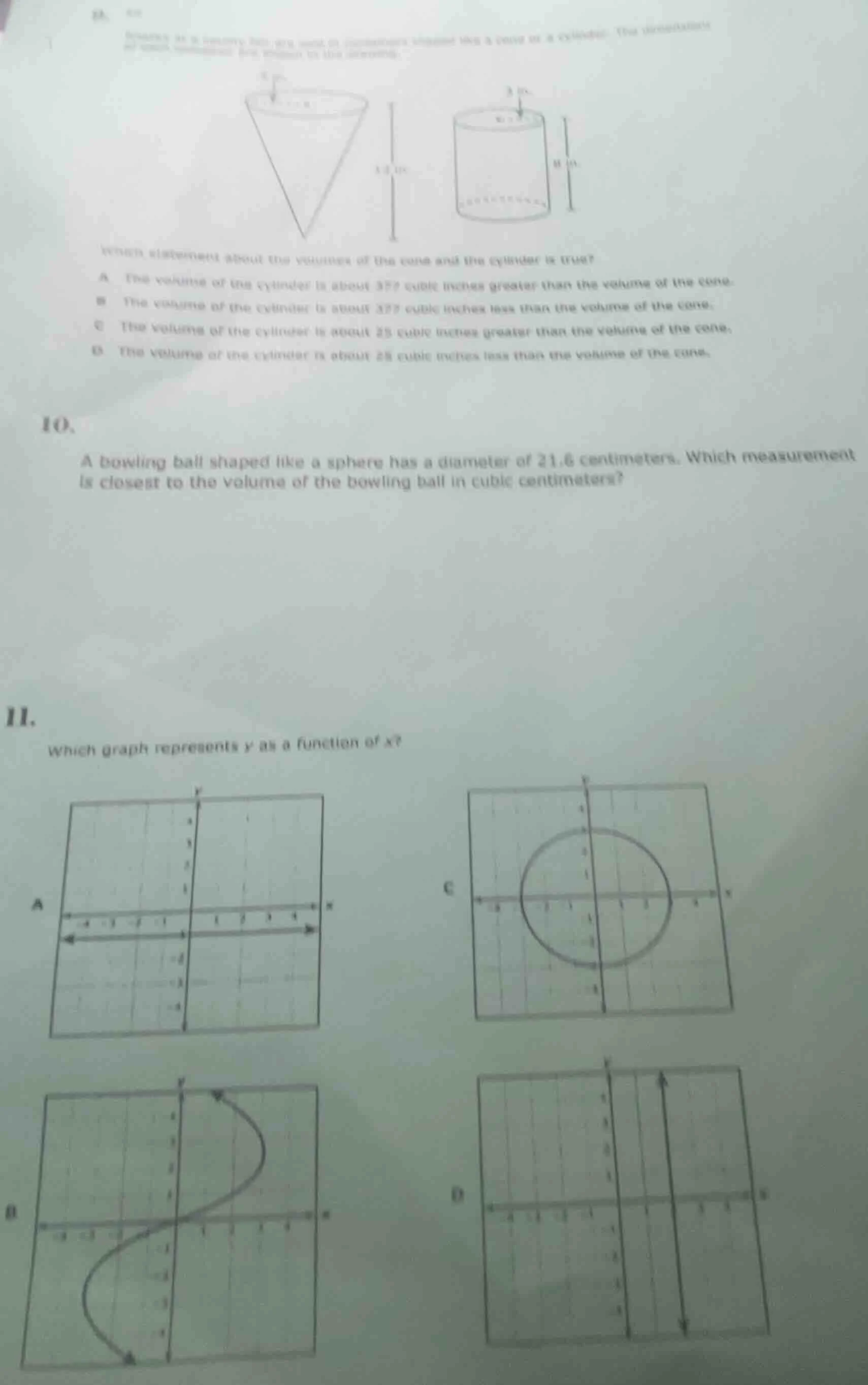 which statement about the volumes of the cone and the cylinder is true?…