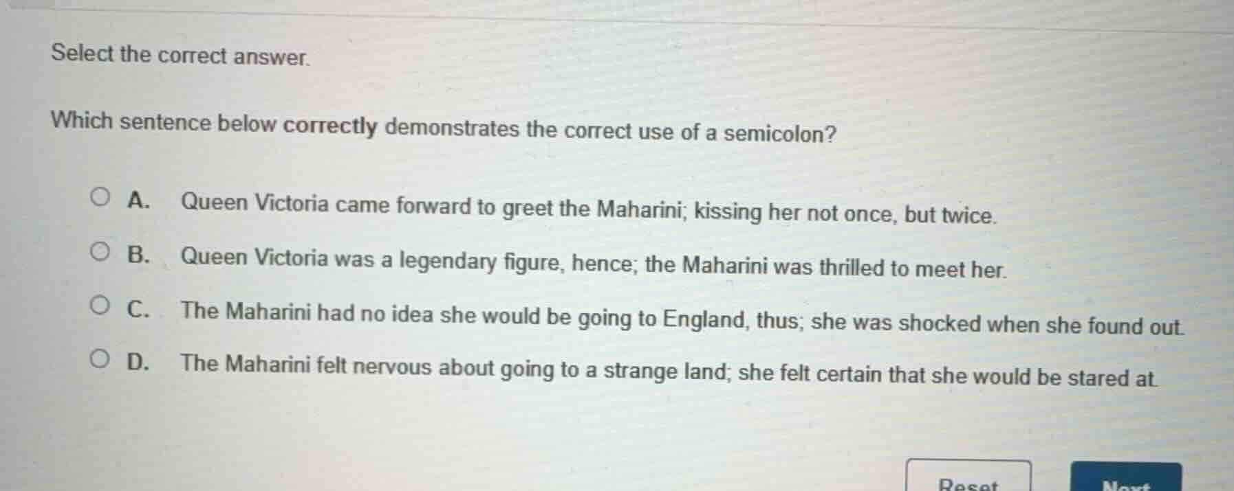 select the correct answer. which sentence below correctly demonstrates …