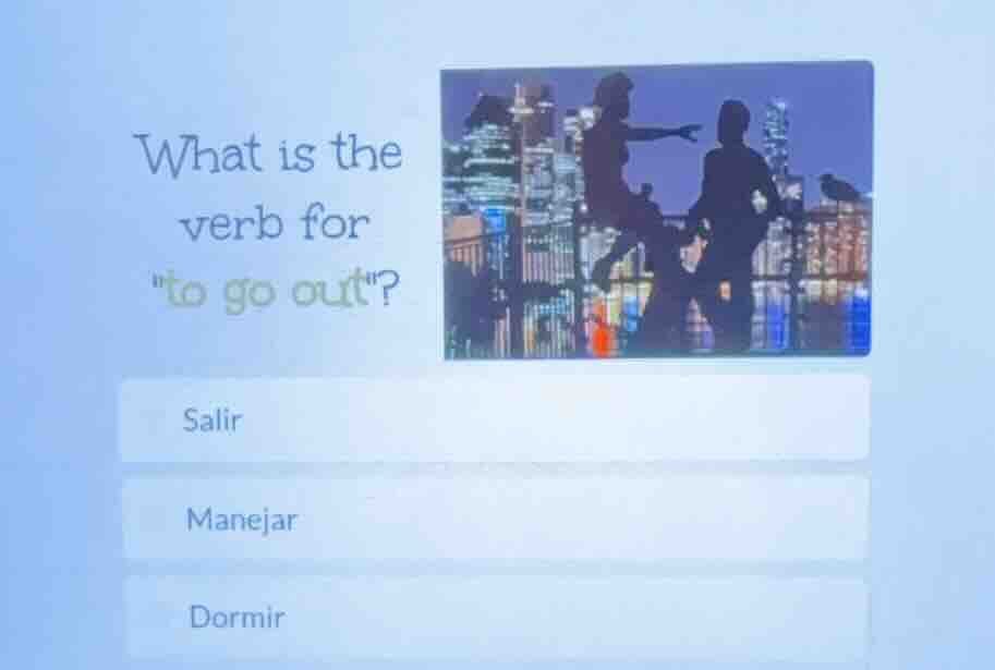 what is the verb for \to go out\? salir manejar dormir