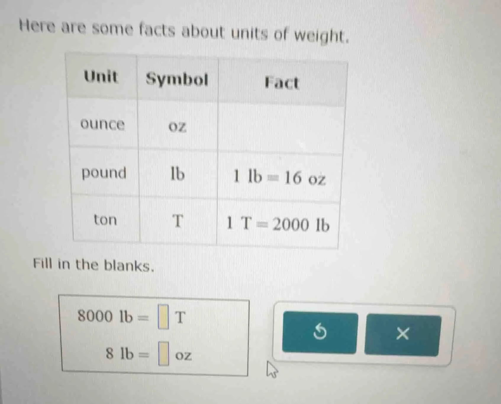 here are some facts about units of weight. unit | symbol | fact ounce |…