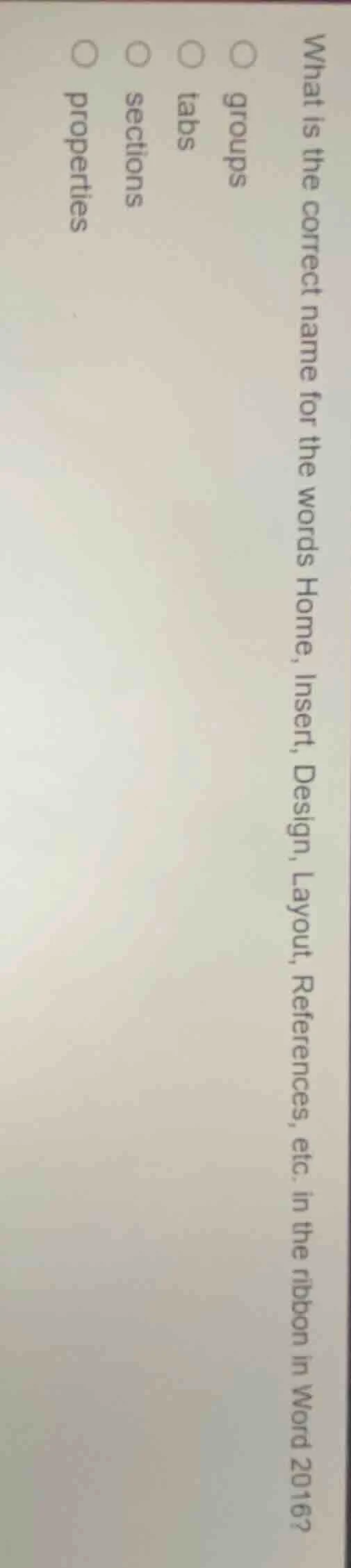 what is the correct name for the words home, insert, design, layout, re…