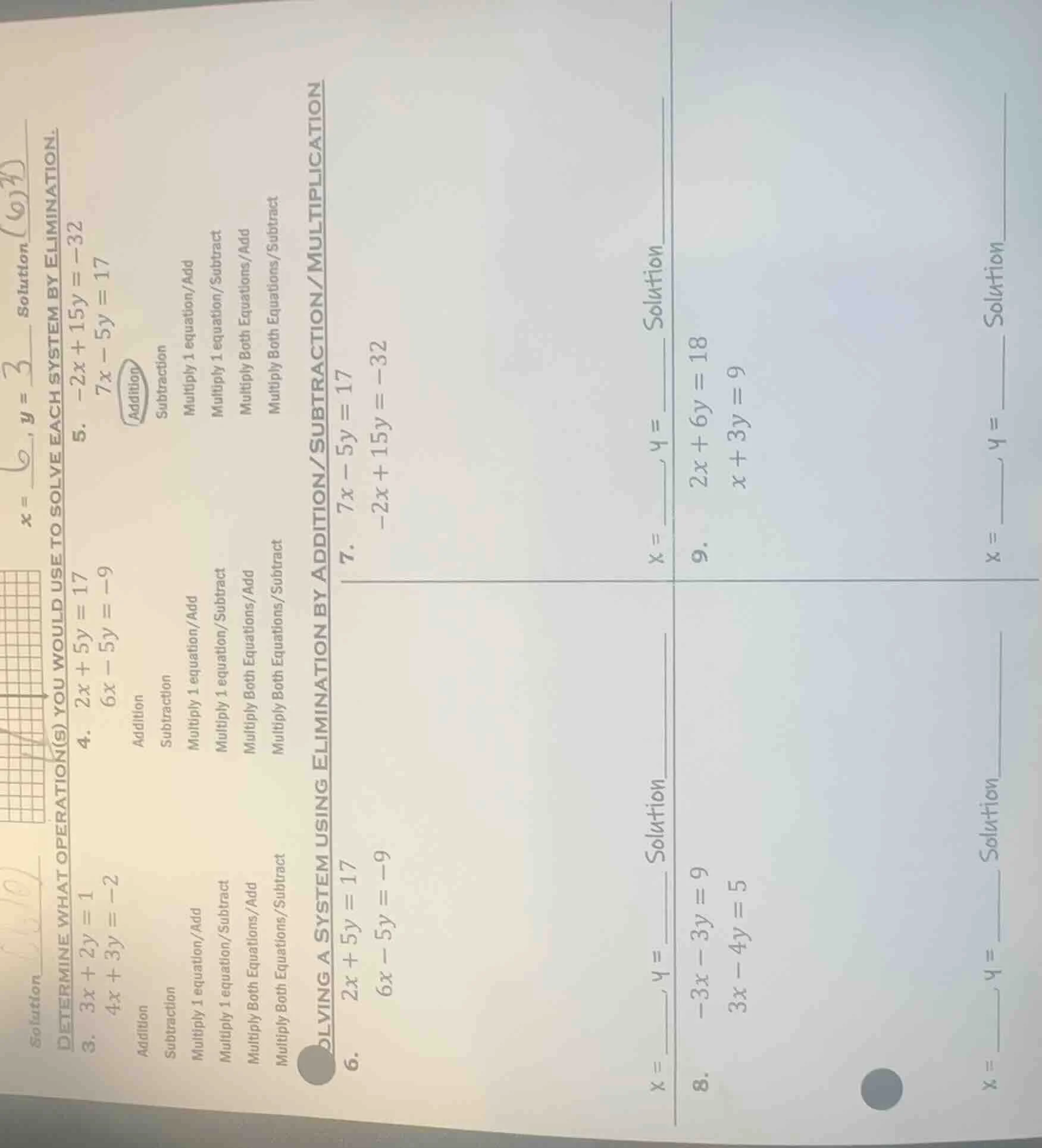 solution $x = \\underline{\\quad\\quad}$, $y = \\underline{\\quad\\quad…