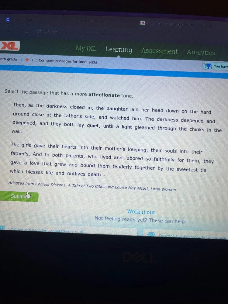 my ixl learning assessment analytics hth grade > c.3 compare passages f…