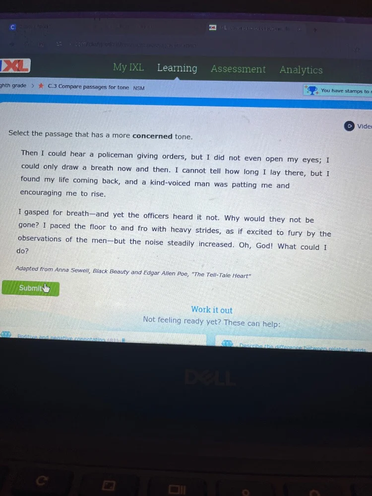 my ixl learning assessment analytics gh grade > ★ c.3 compare passages …