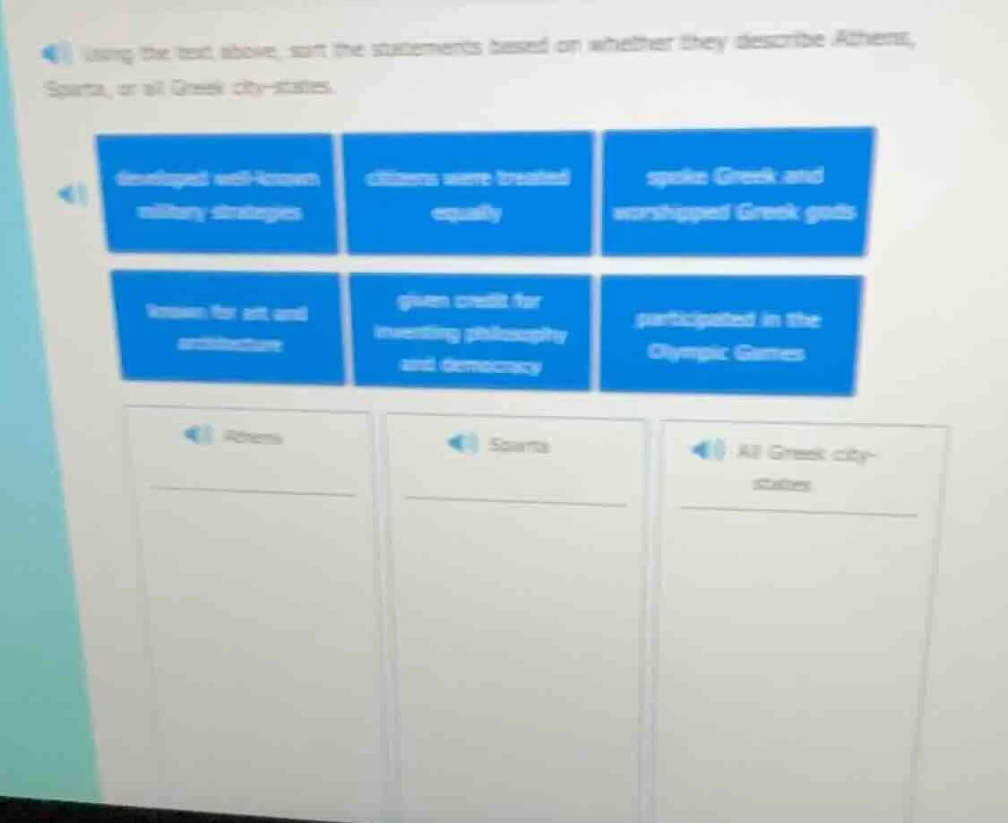 using the text above, sort the statements based on whether they describ…