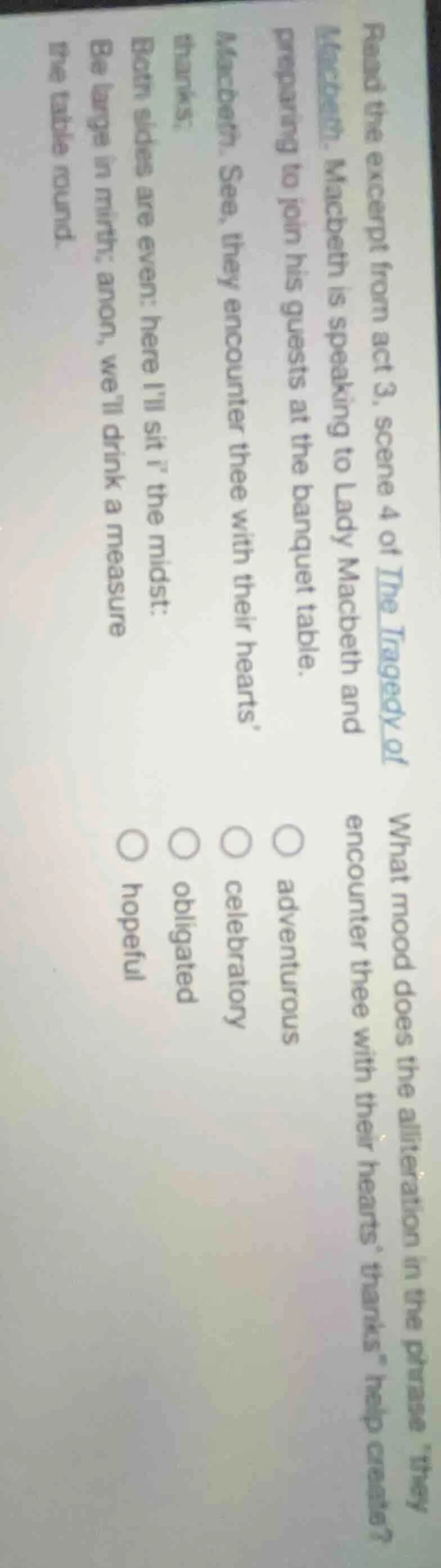 read the excerpt from act 3, scene 4 of *the tragedy of macbeth*. macbe…