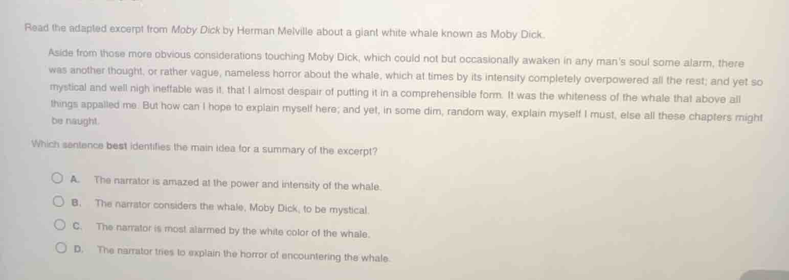 read the adapted excerpt from moby dick by herman melville about a gian…