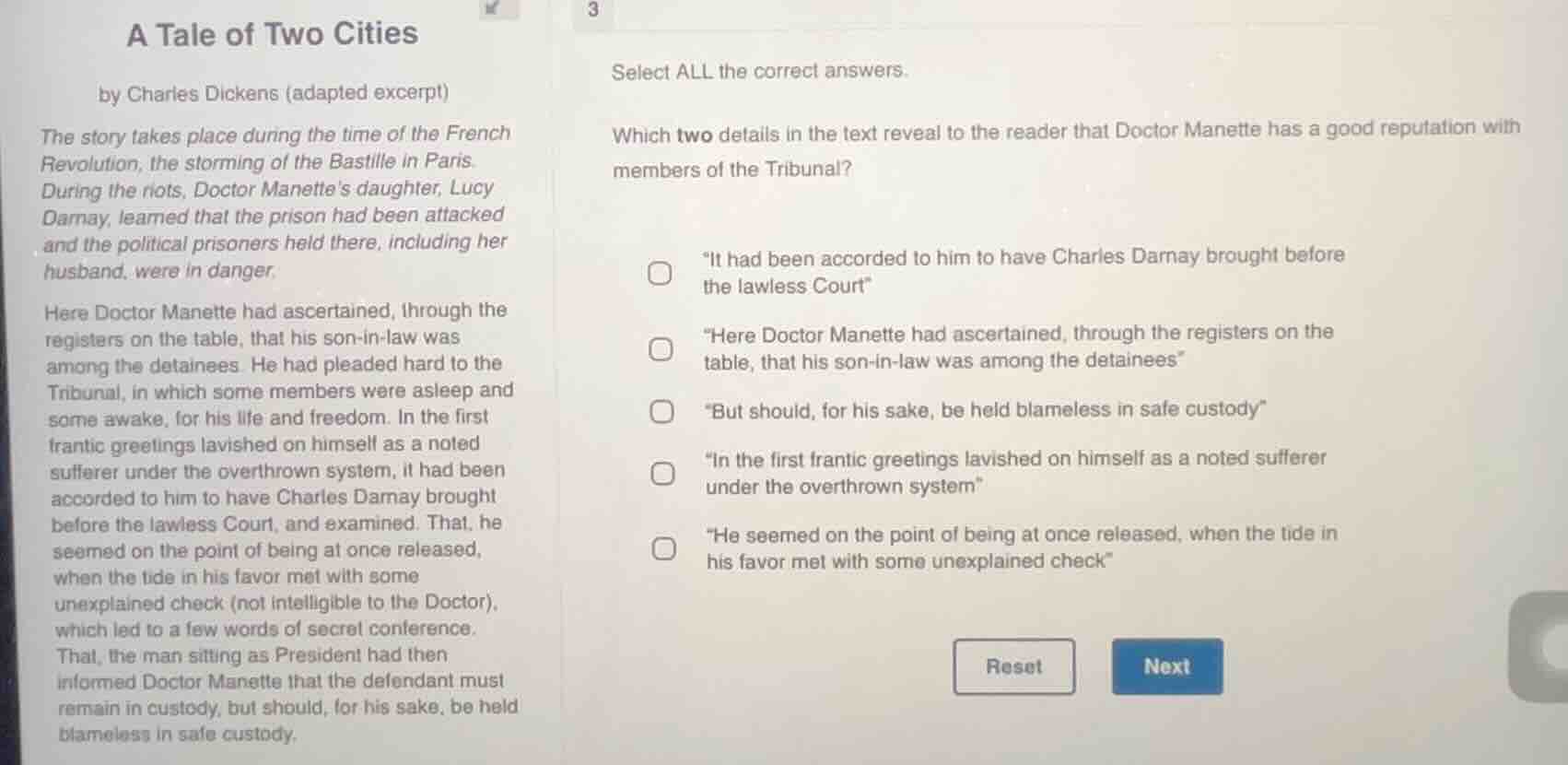a tale of two cities by charles dickens (adapted excerpt) the story tak…