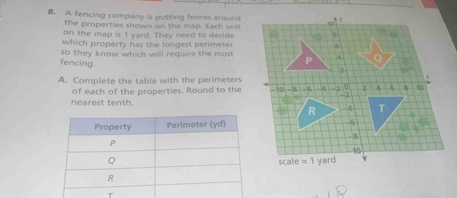 8. a fencing company is putting fences around the properties shown on t…