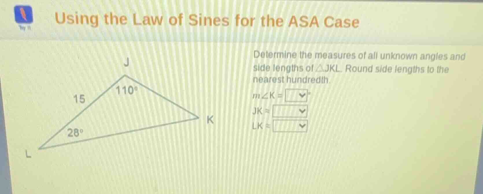 using the law of sines for the asa case determine the measures of all u…