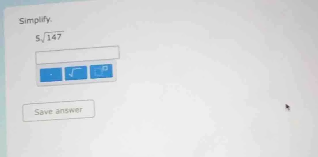 simplify. $5\\sqrt{147}$