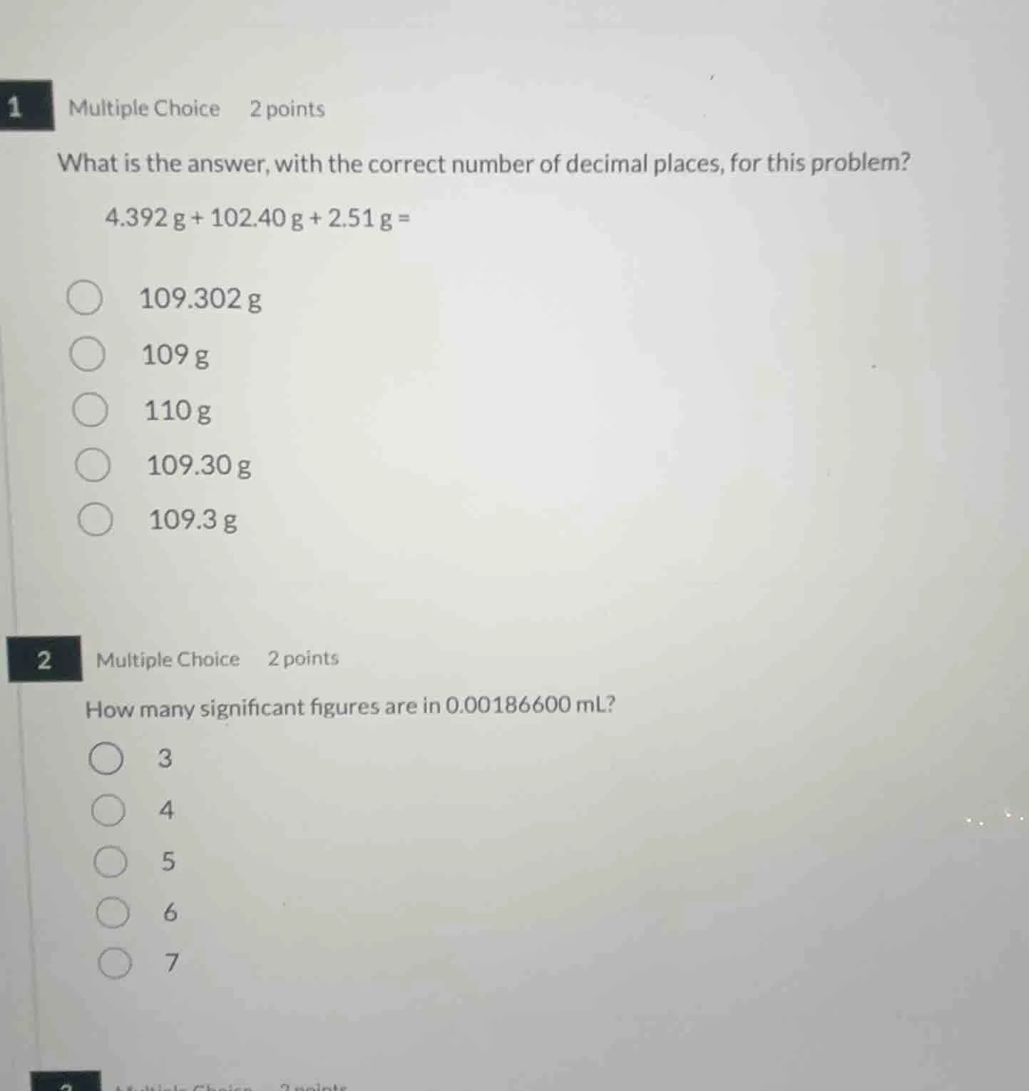 1 multiple choice 2 points what is the answer, with the correct number …