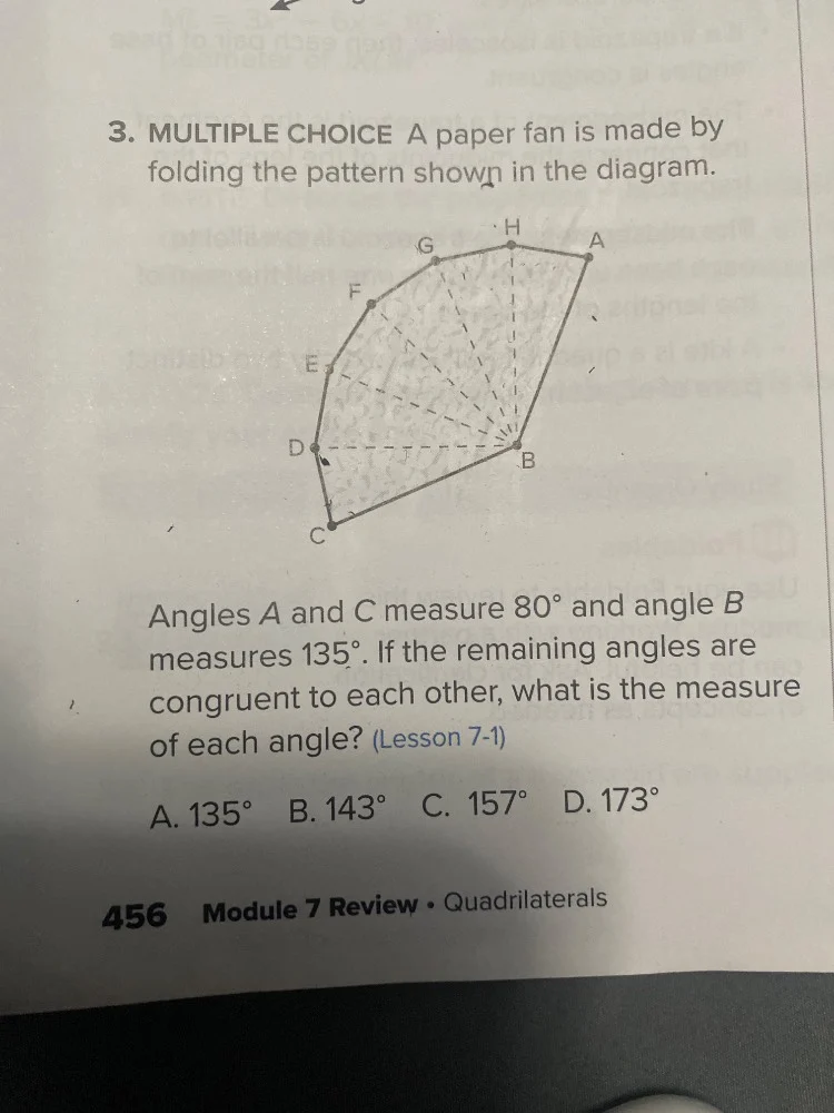 3. multiple choice a paper fan is made by folding the pattern shown in …