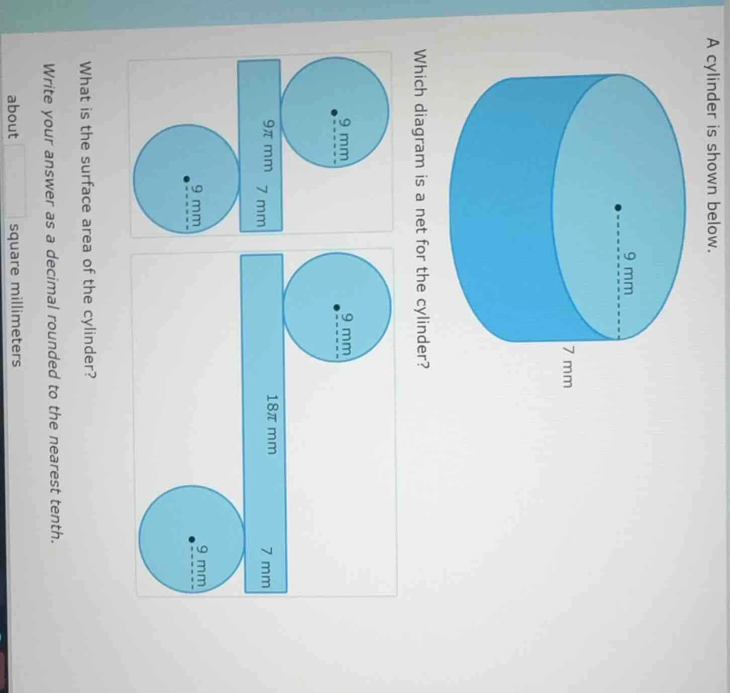 a cylinder is shown below.which diagram is a net for the cylinder?what …