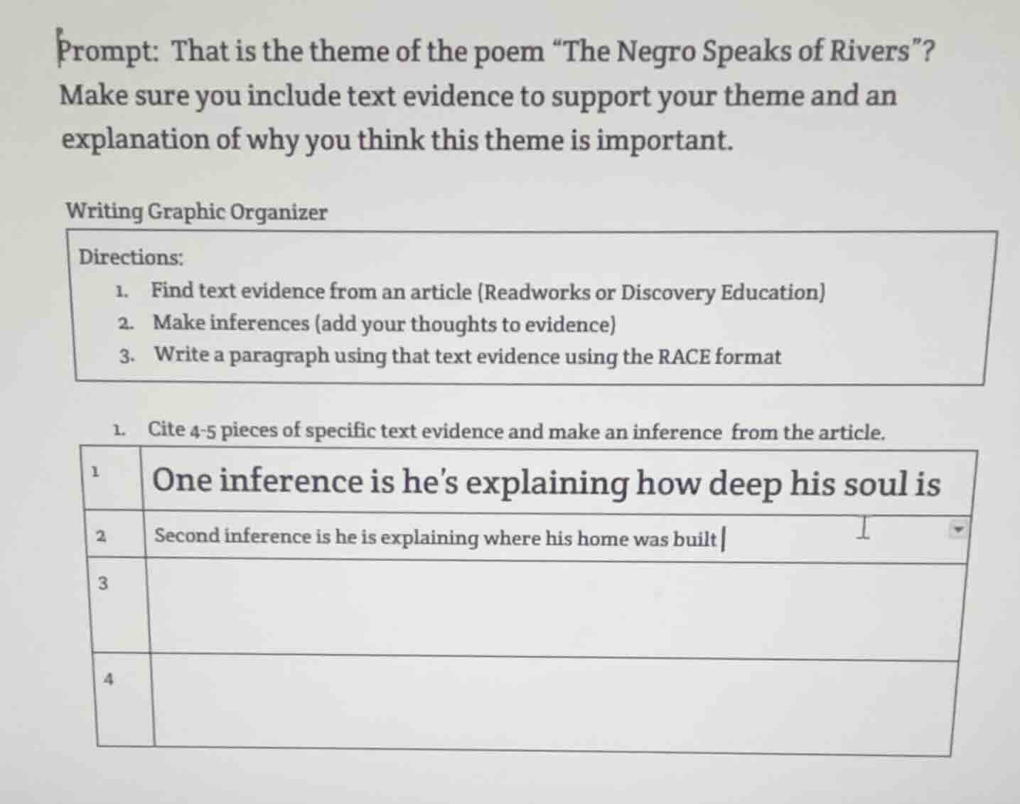 prompt: that is the theme of the poem “the negro speaks of rivers”? mak…