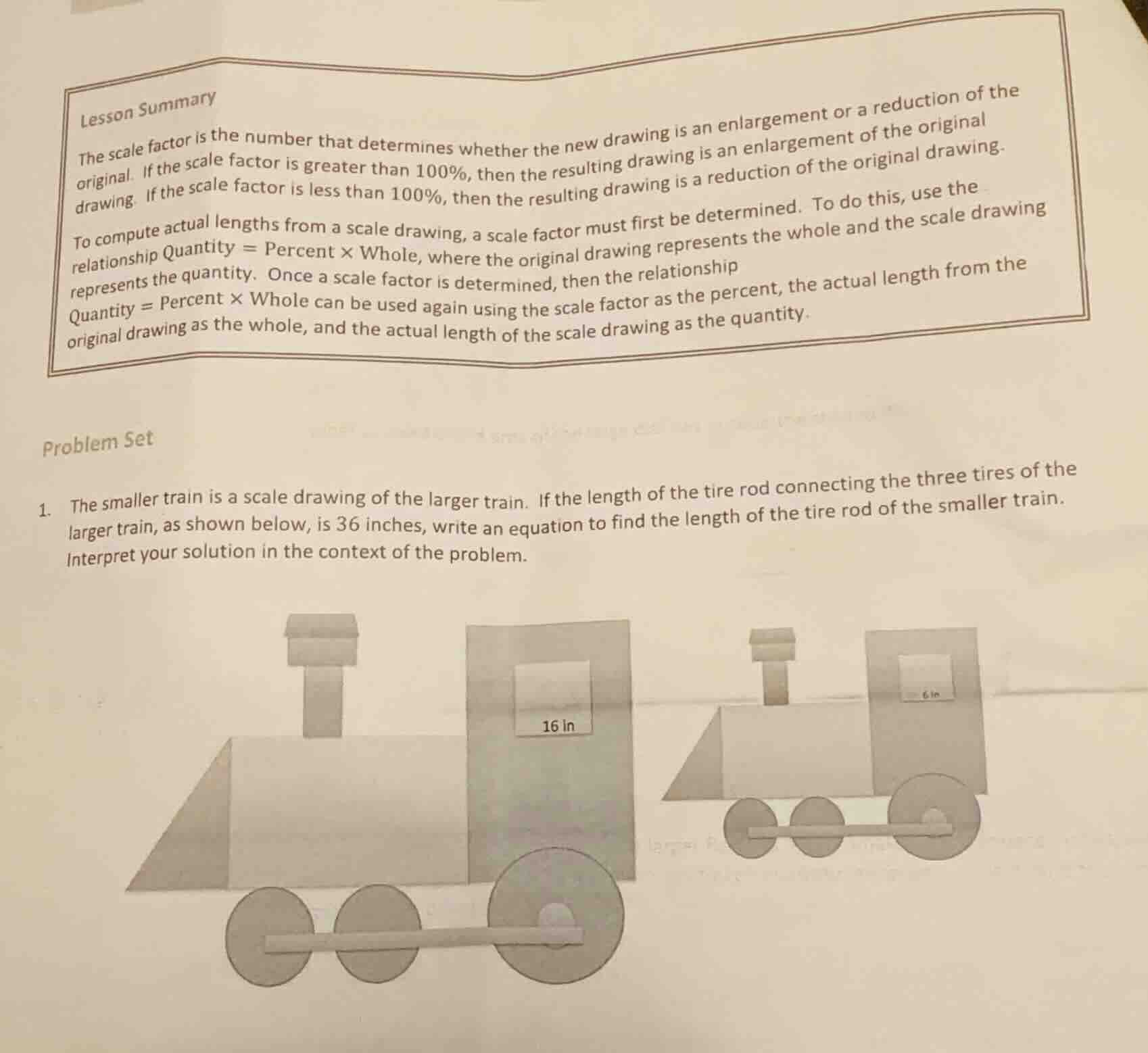 lesson summary the scale factor is the number that determines whether t…
