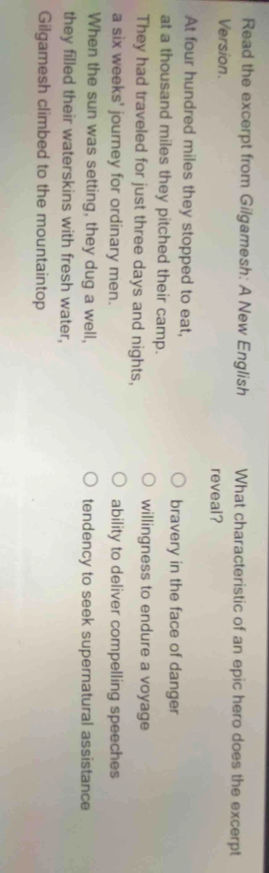 read the excerpt from gilgamesh: a new english version. at four hundred…