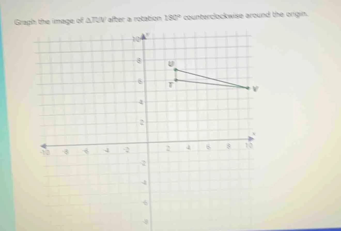 graph the image of $\triangle tuv$ after a rotation $180^{circ}$ counte…