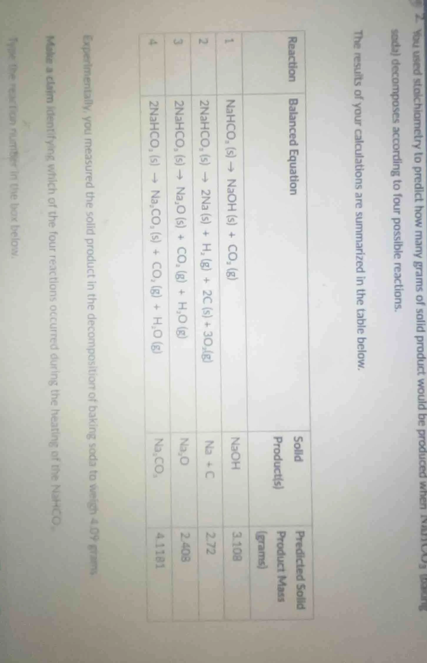 2. you used stoichiometry to predict how many grams of solid product wo…