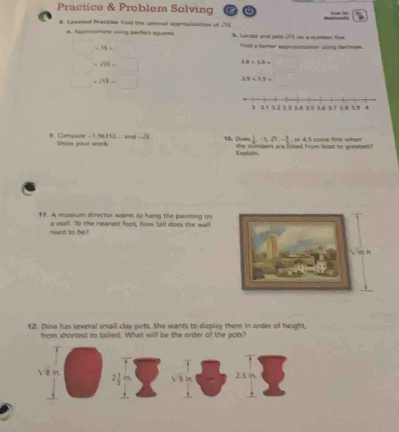 practice & problem solving 8. leveled practice find the rational approx…