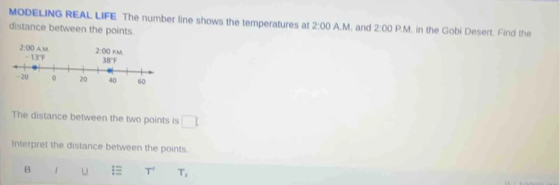 modeling real life the number line shows the temperatures at 2:00 a.m. …